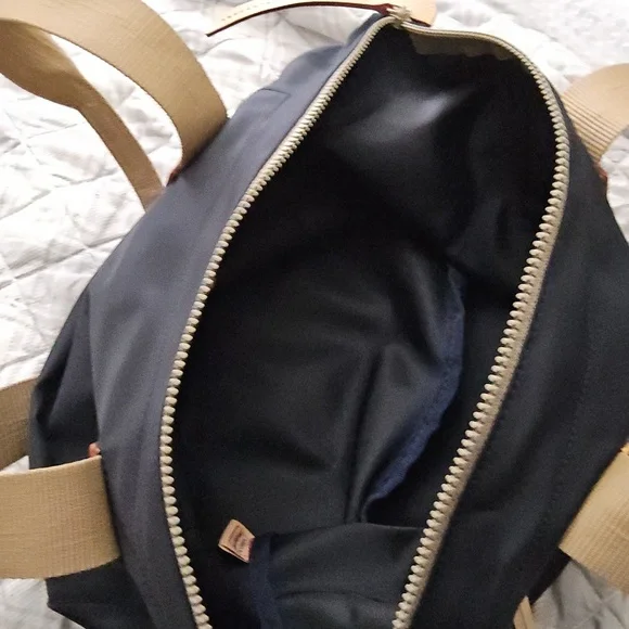 Dooney & Bourke Dark Blue Tote with Beige Leather Trim " Like New " Stuffed - Picture 7 of 7